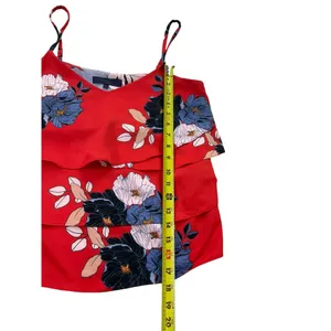 Rachel Roy Red Floral Adjustable Strap Top Size M 39-16 thumbnail 6