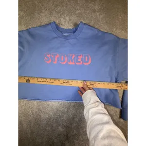 Billabong Cropped Stocked Sweatshirt Blue Pink Medium Relaxed Fit thumbnail 7