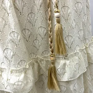 KATE & LILY Elegant Cream Lace Boho Midi Dress Sleeveless Ruffle Sz Medium thumbnail 8