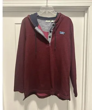 L.L. BEAN WOMEN'S LONG SLEEVE PULLOVER HOODIE With LOGO 4 Button SIZE LARGE thumbnail 1