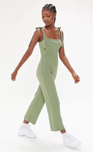 Urban Outfitters Green Ribbed Bow Knot Women’s Jumpsuit Romper Size Small NWOT thumbnail 1
