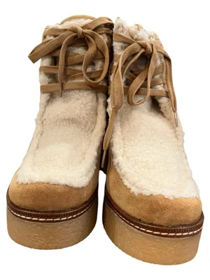 Sam Edelman Shaw Boots Women 9 Sandstone Suede Faux Fur Platform NIB $180 thumbnail 4