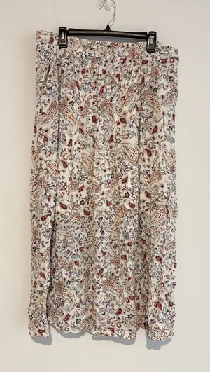Moda floral Paisley Maxi Skirt cream size 2X thumbnail 1