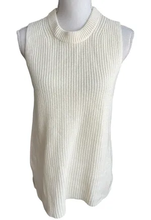 J.Crew cream sleeveless knit sweater tank NEW coastal timeless minimalist thumbnail 1
