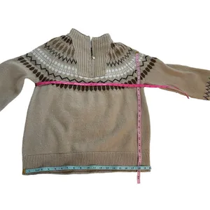 Adrienne Vittadini Fair Isle Sherpa Collar Sweater XL Cozy Quarter Zip thumbnail 6