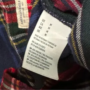 AMERICAN EAGLE Ahh-mazingly Soft Boyfriend Flannel Red Navy Plaid Size Medium thumbnail 5