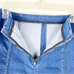 FREE PEOPLE Blue Denim Back Zipper Mini Skirt 10 Boho Western Festival Cowgirl thumbnail 7