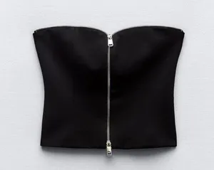 ZARA Black strapless zipper top never worn thumbnail 6