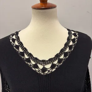 Whimsigoth goth black lace sleeve top mesh Sleeves, see through, size medium thumbnail 4