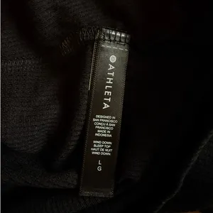 Athleta Lounge Top Size Large Black Waffle Knit Henley Soft Cozy Travel Layering thumbnail 5