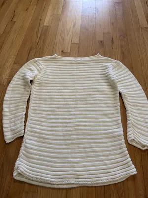 Barbour Pima Cotton Linsi Knit Cream Sweater Sz 12 thumbnail 7