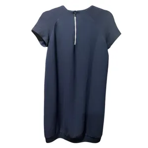 Zara Trafaluc Navy Cocoon Shift Dress Zip Pocket Minimalist Medium thumbnail 3