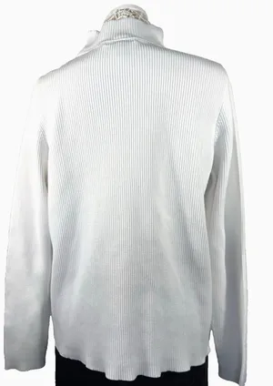 Lauren Ralph Lauren Women’s XL White Ribbed Turtleneck Sweater Logo Stretch thumbnail 6