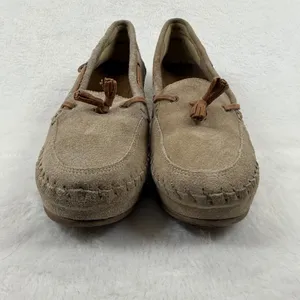 Soul of Africa Suede Leather Wedge‎ Mocassin Loafers Taupe Brown Size 10 US thumbnail 2