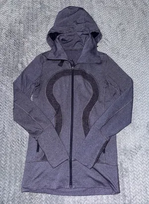 Lululemon Womens Stride Zip Up Hoodie High Collar Heathered Purple Fitted Sz 6 thumbnail 1