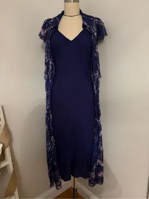 Free People Navy Combo Cannaday Maxi Dress Size Small thumbnail 8