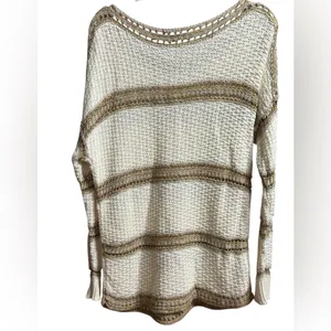 Eddie Bauer Open Chunky‎ Knit Sweater Boho Coastal Chic Pullover Sz L Oversized thumbnail 2
