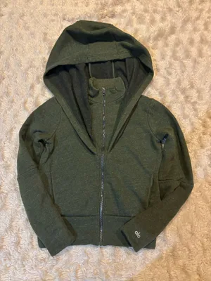 Alo Yoga Hooded Zip up Sweatshirt Size Small Green thumbnail 1