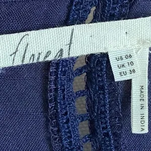 Anthropologie Floreat • Luana Women’s Navy Floral Embroidered Tunic Top Blouse thumbnail 11