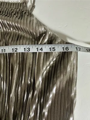 Banana Republic Metallic Silver Pleated Midi Dressy Womens Sz 10 thumbnail 10