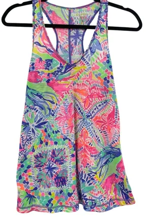 Lilly Pulitzer Multi Color Sleeveless Blouse Womens XS Bright Beachy Tropical thumbnail 1