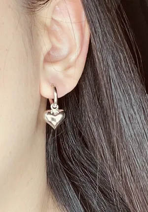 Sterling Silver #925 Earrings with PUffy heat thumbnail 3