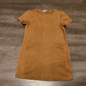 WAYF faux suede shift dress brown thumbnail 2