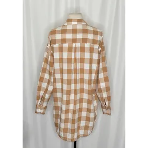Anthropologie MAEVE Bennet Buttondown Buffalo Check Shirt Brown White Small thumbnail 9