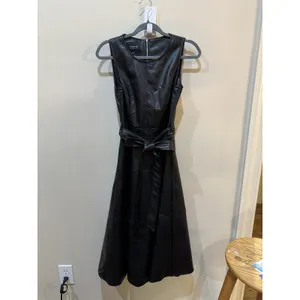 CHARTOU Women PU Faux Leather Sleeveless Elegant Flowy Long Dress Size Small thumbnail 4