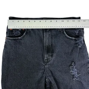 Abercrombie The 90s Straight Ultra High Rise Black Distressed‎ Jeans Size 4 / 27 thumbnail 5