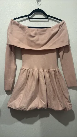Off the shoulder bubble dress Pink thumbnail 3