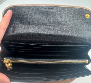 Miu Miu Madras Bicolore Black Beige Leather Continental Long Wallet thumbnail 6