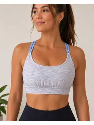 Lululemon Sports Bra Women’s Size 8 Gray Blue‎ Striped Criss Cross Straps thumbnail 3