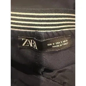 Zara Straight Leg Mid Rise Dress Trousers Striped Back Waist S Dark Navy Blue thumbnail 8