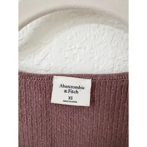 Abercrombie & Fitch Ribbed Square Neck Long Sleeve Crop Top Mauve Pink XS thumbnail 3