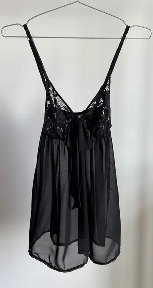 Bluebella Babydoll Top Small Black Sheer Lace Bow Romantic Coquette Lingerie thumbnail 1