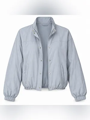 YPB Abercrombie On the Go Cropped Bomber Jacket Blue Gray Women M thumbnail 2
