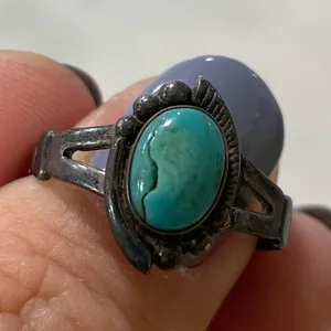 Vintage Turquoise and Sterling Silver Ring Womens Southwestern Western Native thumbnail 1