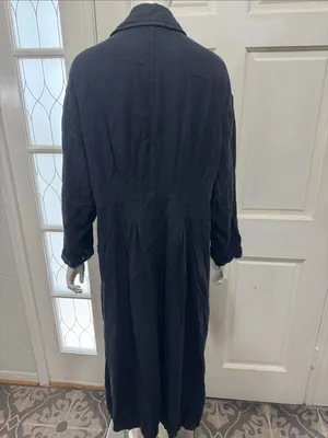 Free People Sweet Melody Trench Coat Black Lightweight Slouchy Linen Blend S-M thumbnail 11