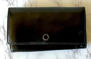 Furla Black Leather Long Wallet 7”x4” Vintage Authentic Clutch thumbnail 1