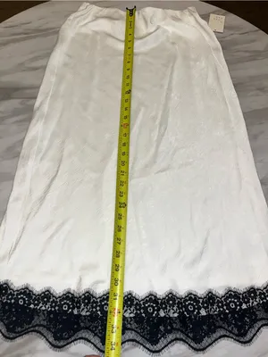 NWT A New Day Ivory Satin Slip Skirt Black Lace Hem Size Small Midi thumbnail 4