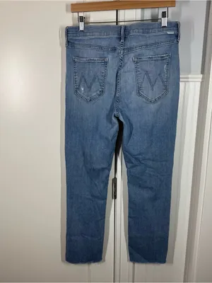 Mother The Mid Rise Dazzler Ankle Fray Weekend Kitten Jeans size 33‎ thumbnail 5
