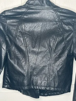 Therapy Black Faux Leather Moto Jacket Sz S Zippers thumbnail 7
