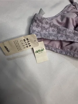 aerie Lavender Floral Lace Bikini Top thumbnail 6