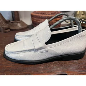 Steve Madden Goodman White Croc Embossed Penny Loafers Size 8.5 thumbnail 7