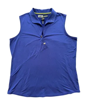 Jamie Sadock Golf Top Women Large Blue Excellent Sleeveless Rhinestone V-Neck thumbnail 1