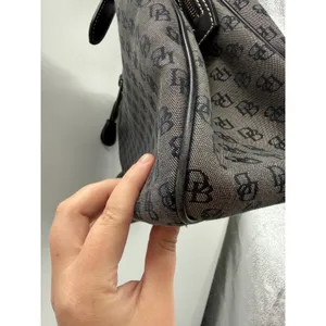 Dooney & Bourke Signature Monogram Jacquard Satchel Gray‎ Black Shoulder Bag thumbnail 9