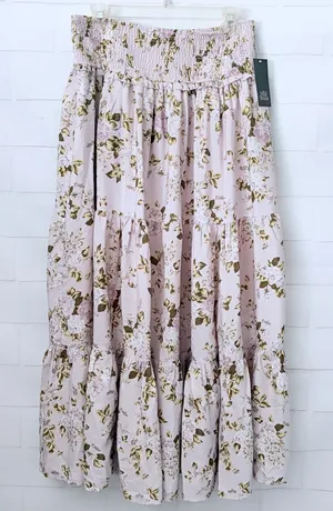 Wild Fable Floral Tiered Maxi Skirt Smocked Waist Boho Size Medium NWT thumbnail 1