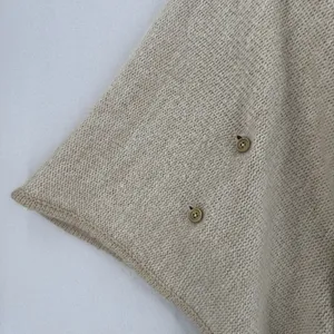 Kensie One Size Cream Knit Poncho Cardigan Fringe Cape Boho Coastal Grandmother thumbnail 5