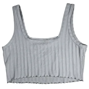 OFFLINE by Aerie OG Original Ribbed Crop Tank Top Grey‎ Large 7967001811 thumbnail 2